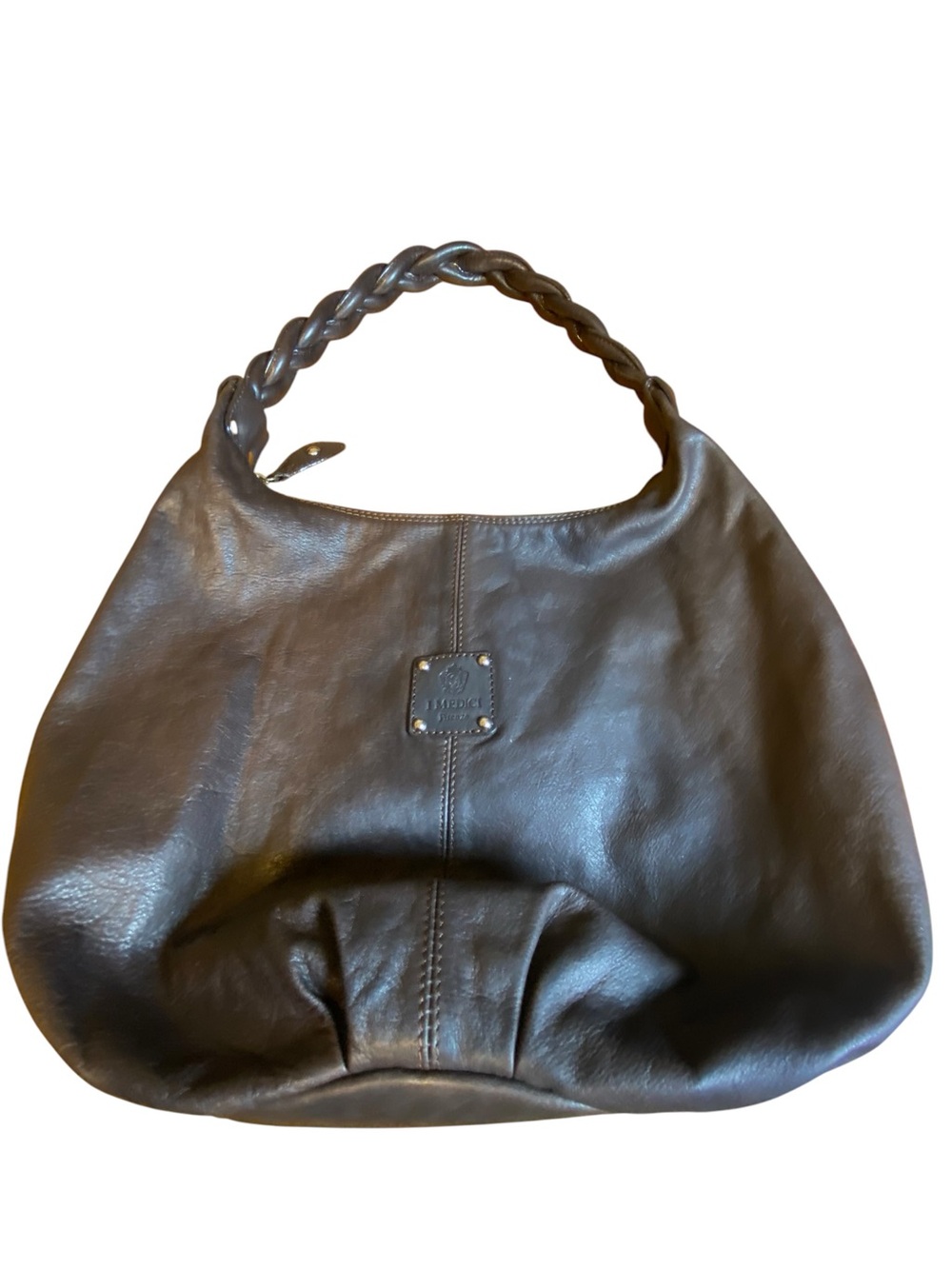 Vera Pelle Italian Leather Hobo Bag Braided Strap